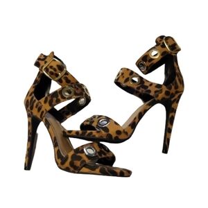 JUST FAB cheetah heeled sandals animal print heels open toe sandals Mobwife
